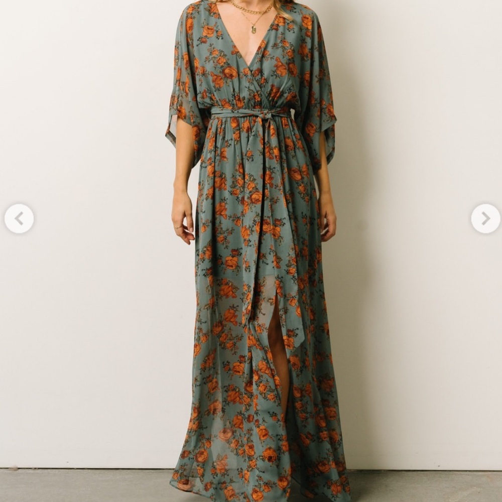 Baltic Born Floral Maxi Dress in Green and Orange